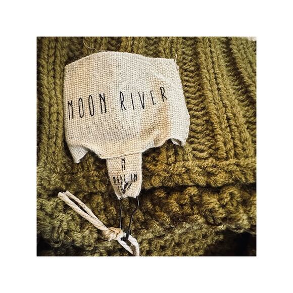 Moon River Anthropologie Knit Fringe Grommet Skirt, Olive Green, Medium, NWT - Picture 7 of 8